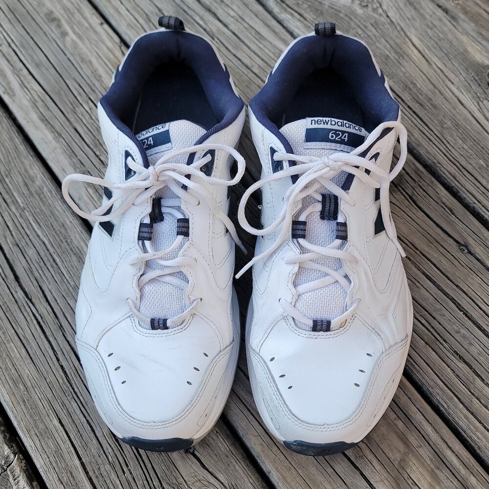 NEW BALANCE 624 Mens Cross Training Athletic Shoes Size 14 4E White & Navy Blue
